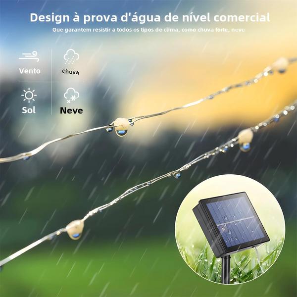 Imagem de Luzes de Corda Solar LED à Prova d'Água - 1000 LEDs - 7m a 102m para Jardim