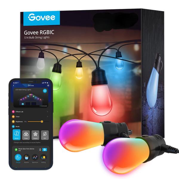 Imagem de Luzes de Cordão Externas Govee H7015 - 48 Pés com 15 LEDs RGBIC Reguláveis