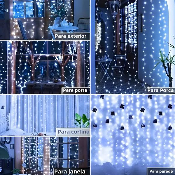 Imagem de Luzes de Cortina LED USB - Arco-íris - Para Janela, Quarto, Casamento e Festa