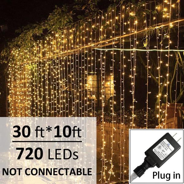 Imagem de Luzes de cortina Solhice LED Outdoor 9,1 m x 3 m, 720 Warm Whi