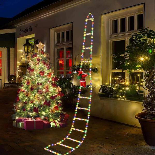 Imagem de Luzes de Escada LED para Decoração de Natal - Papai Noel Escalada