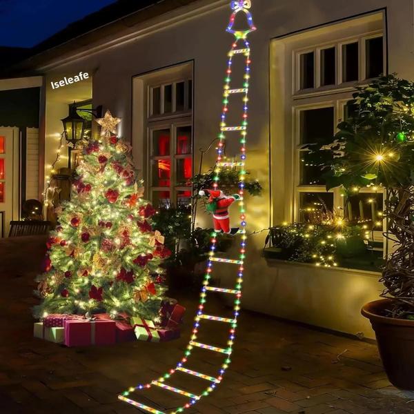 Imagem de Luzes de Escada LED para Decoração de Natal - Papai Noel Escalada