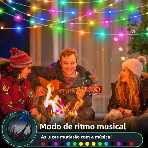 Imagem de Luzes de Fada LED RGBIC Bluetooth - 5V WS2812B Endereçável - Decoração de Festa