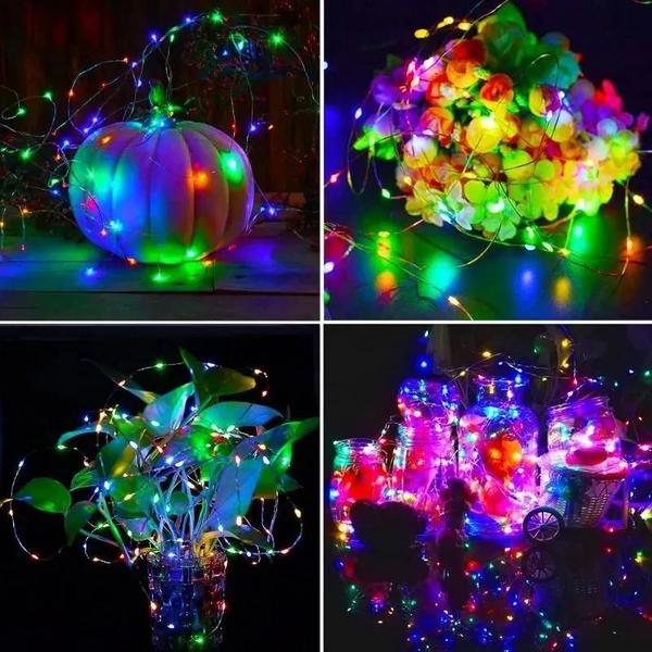 Imagem de Luzes de Fada Solar para Exteriores - Impermeáveis, Fio de Cobre, para Natal, Jardim e Festa