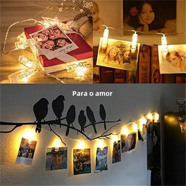 Imagem de Luzes de Fadas LED 1,5m com Clipes para Fotos - Ideal para Decoração DIY