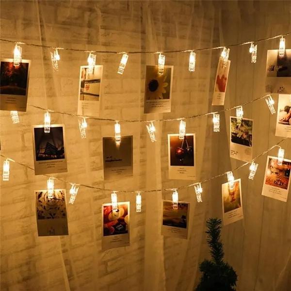 Imagem de Luzes de Fadas LED 1,5m com Clipes para Fotos - Ideal para Decoração DIY