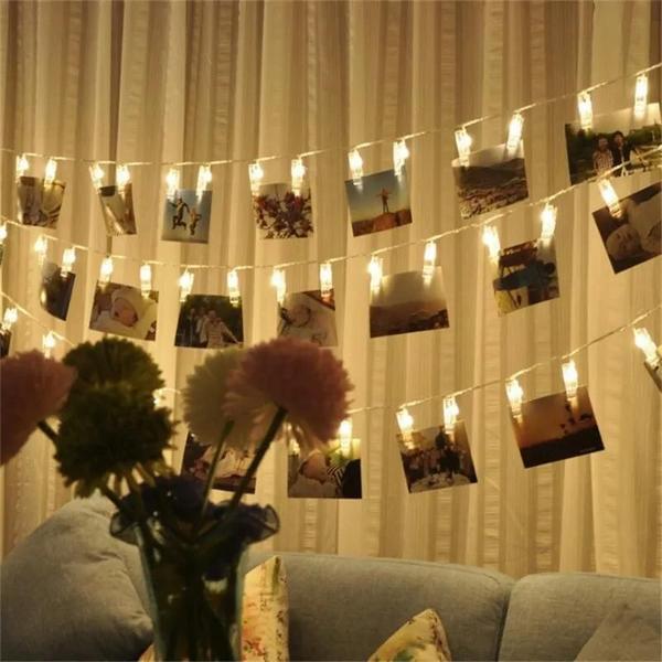 Imagem de Luzes de Fadas LED 1,5m com Clipes para Fotos - Ideal para Decoração DIY