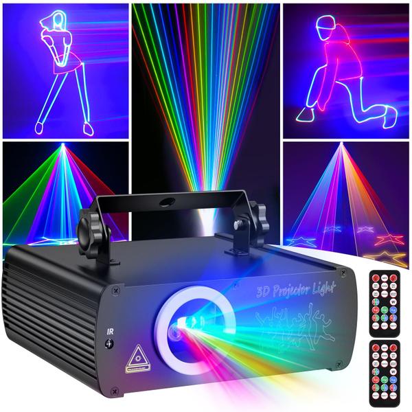 Imagem de Luzes de festa a laser Ehaho DJ Animação 3D RGB DMX512 20W