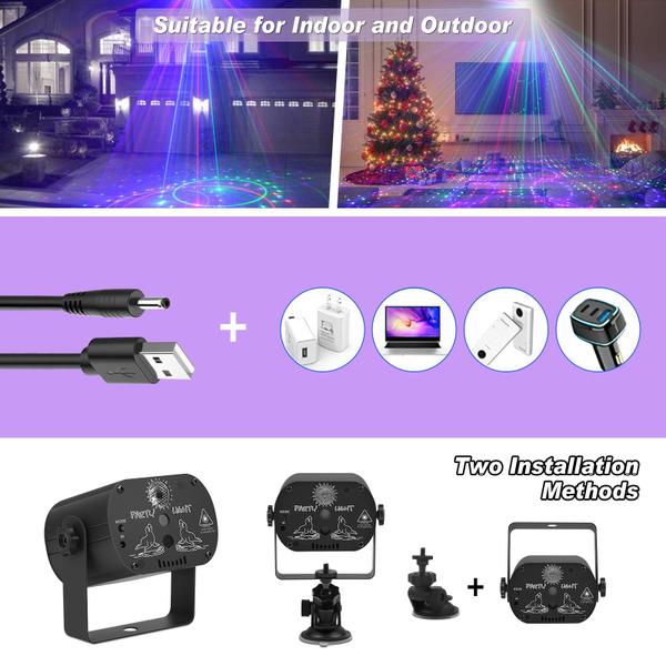 Imagem de Luzes de festa Qajok DJ Laser RGB LED Disco com controle remoto