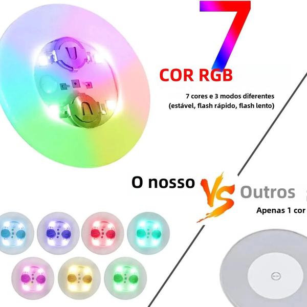 Imagem de Luzes de LED Coloridas para Porta-Copos - Kit com 1 a 200 Peças - Adesivos Brilhantes para Garrafa de Vinho