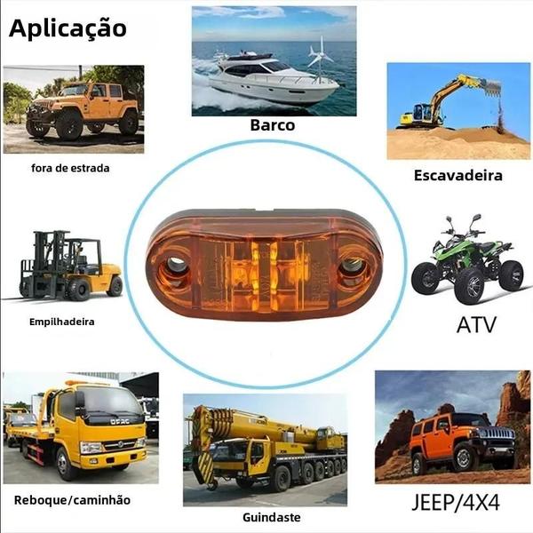 Imagem de Luzes de Marcação Laterais LED para Caminhão e Trailer - Âmbar e Branco - 2 Peças - À Prova D'Água