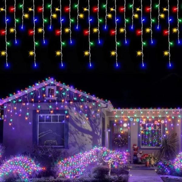 Imagem de Luzes de Natal Cascata 400 Led 10m Branco Quente Frio RGB  220/110 v Decoração Casa Casamento Aniversario Natalino Prova Agua