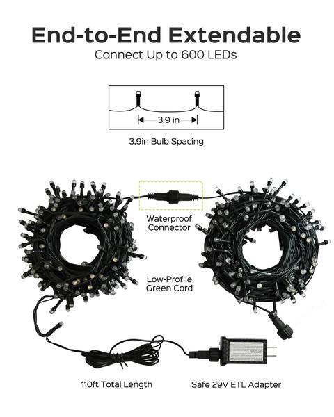 Imagem de Luzes de Natal JACKYLED 110FT 300 LED Waterproof Cool White