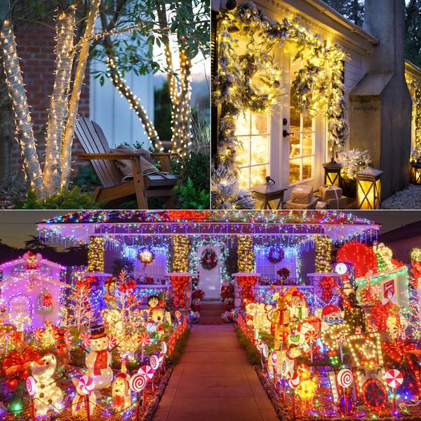 Imagem de Luzes de Natal Jnaurb 175 pés 500 LED branco quente e multicolorido