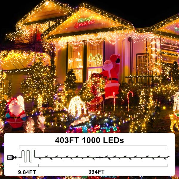 Imagem de Luzes de Natal KNONEW 403 pés 1000 LED 8 modos à prova d'água