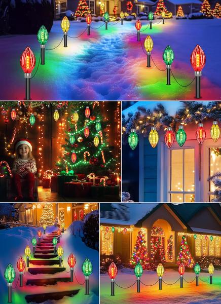 Imagem de Luzes de Natal NEEMO C9 30 LED Solar 22 pés, pacote com 6, multicolor