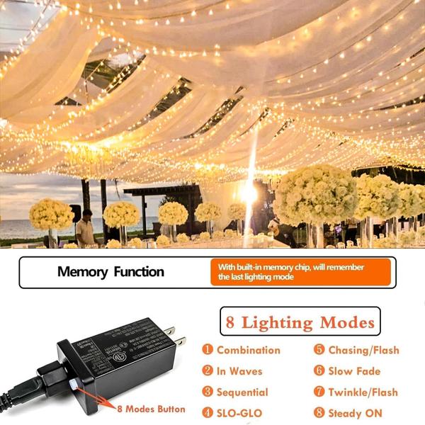 Imagem de Luzes de Natal SANJICHA Extra-Long 20m 200 LED Warm White