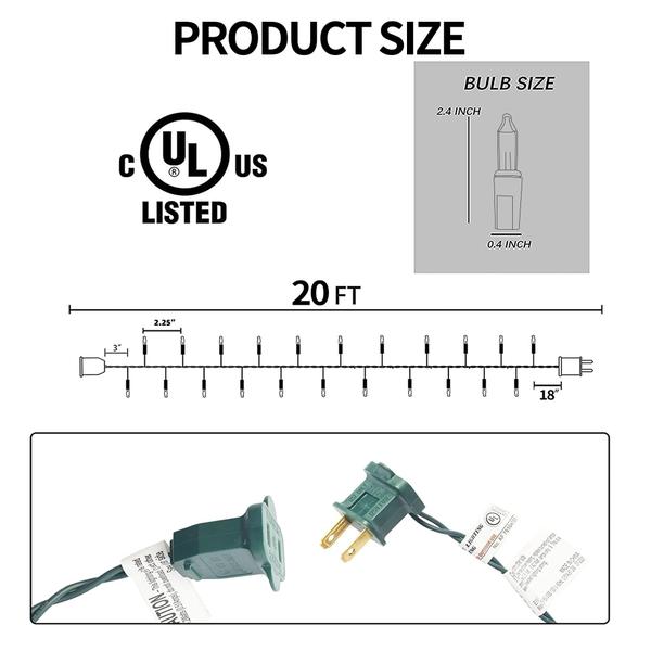 Imagem de Luzes de Natal TW SHINE - 20m com 100 Lâmpadas Incandescentes Brancas Quentes