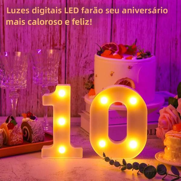 Imagem de Luzes De Número De Letreiro Led Brancas 0-9 6,3 Polegadas Luz Noturna Decorativa Para Festa De