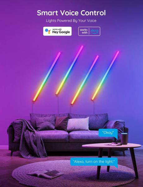 Imagem de Luzes de parede Govee Glide RGBIC LED Smart Alexa Google 2 Set