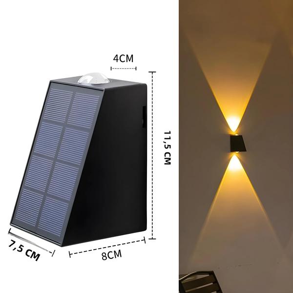 Luzes de Parede Solares LED à Prova d'Água para Jardim, Pátio, Escadas e Corredor Imagem de Luzes de Parede Solares LED à Prova d'Água para Jardim, Pátio, Escadas e Corredor