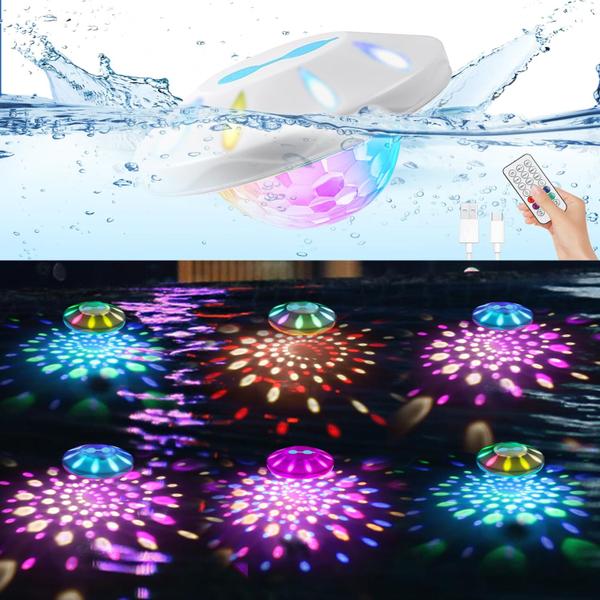 Imagem de Luzes de piscina flutuantes BOXPSII 2024 RGB Inground Pool, pacote com 6