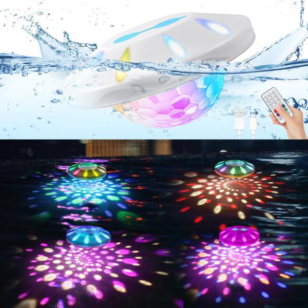 Imagem de Luzes de piscina flutuantes BOXPSII 2024 RGB recarregáveis, pacote com 4