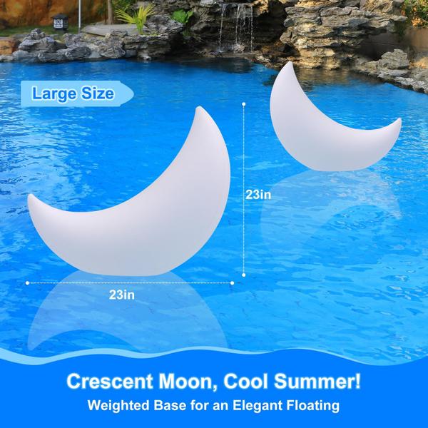 Imagem de Luzes de piscina flutuantes Goallim Crescent Moon Solar 58 cm, 2 unidades