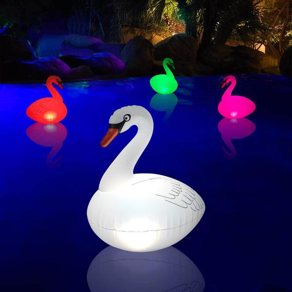 Imagem de Luzes de piscina flutuantes Goallim Swan impermeáveis movidas a energia solar