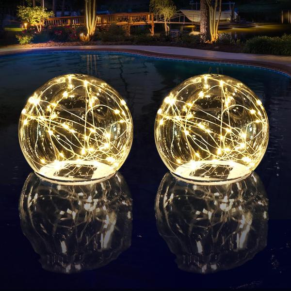 Imagem de Luzes de piscina flutuantes LENONE, alimentadas por energia solar, 6,5 cm, 2 unidades