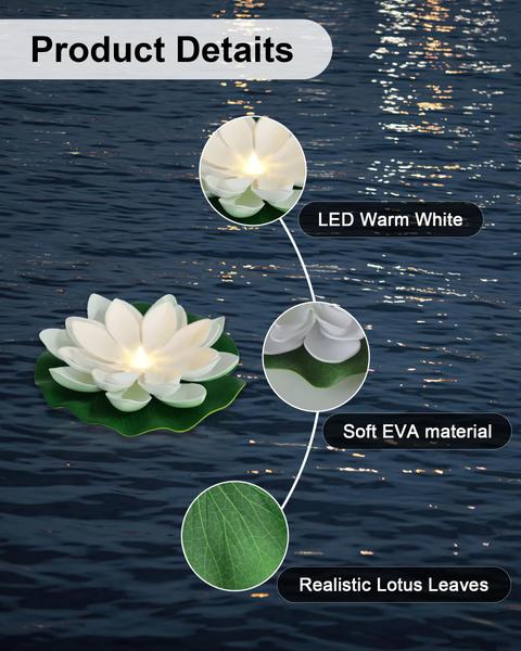 Imagem de Luzes de piscina flutuantes LOGUIDE Lotus Flowers Warm White LED