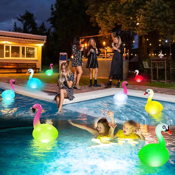 Imagem de Luzes de piscina flutuantes Nowlaby Flamingo Solar Powered x2