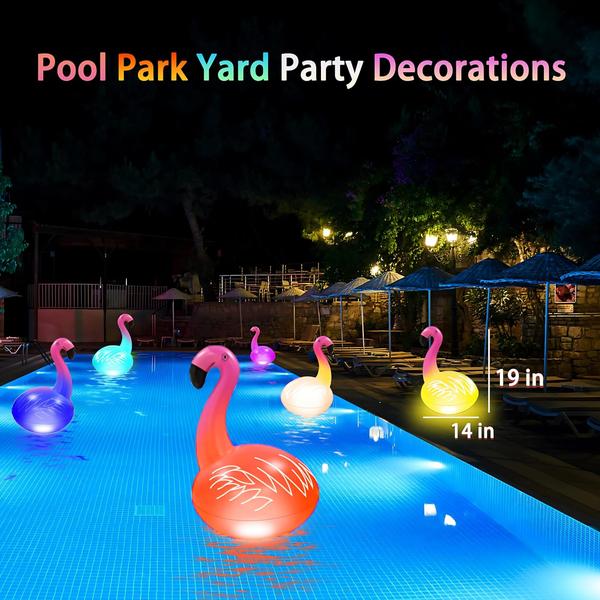 Imagem de Luzes de piscina flutuantes Nowlaby Flamingo Solar Powered x2