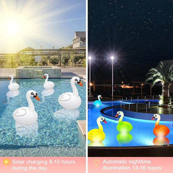 Imagem de Luzes de piscina flutuantes Nowlaby Solar Swan IP68 Waterproof