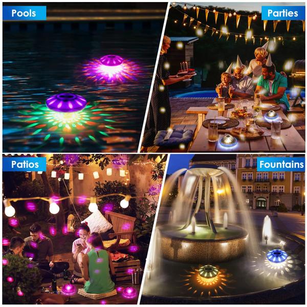 Imagem de Luzes de piscina flutuantes QOLNBY 2024 com 6 efeitos de iluminação, pacote com 6