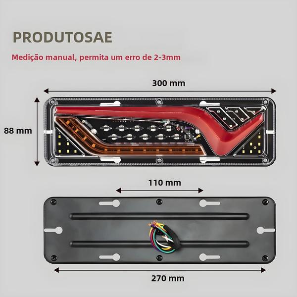 Imagem de Luzes de Reboque LED 12V-24V para Caminhão - 2 Peças - Sinal de Seta e Lanterna Traseira