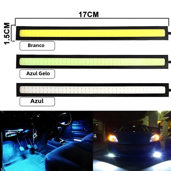 Imagem de Luzes de Rodagem Diurna LED Impermeáveis - 12V COB, 17cm, 20 Peças