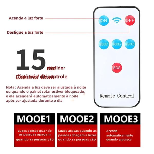 Imagem de Luzes de Rua Solares com Sensor de Movimento - 108 COB, 3 Modos, Sem Fio