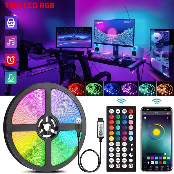 Imagem de Luzes De Tira Led Rgb Sincronização Música Usb Controle Remoto Lâmpada Flexível Para Sala Festa Tv