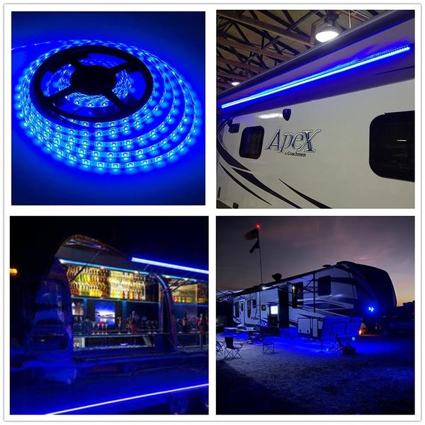 Imagem de Luzes de toldo de RV Lrimauix 5m azul LED 12V à prova d'água IP65