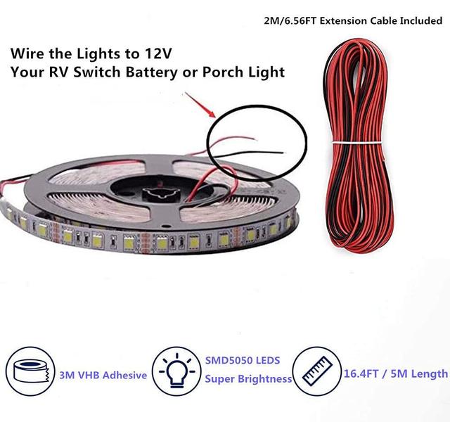 Imagem de Luzes de toldo de RV Lrimauix 5m azul LED 12V à prova d'água IP65