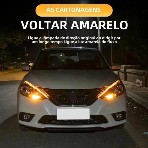 Imagem de Luzes Diurnas de LED para Carro - Brancas e Amarelas, Flexíveis, à Prova D'Água - 12V