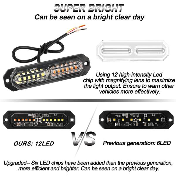 Imagem de Luzes estroboscópicas ASPL Ultra Slim de 12 LEDs para caminhões (8 unidades)