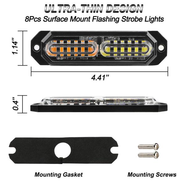 Imagem de Luzes estroboscópicas ASPL Ultra Slim de 12 LEDs para caminhões (8 unidades)