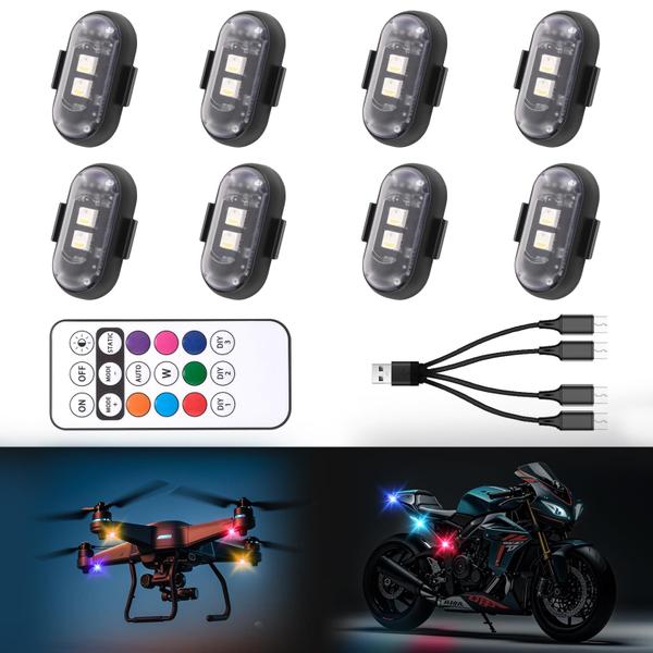 Imagem de Luzes estroboscópicas LED sem fio Asunder 8PCS com controle remoto