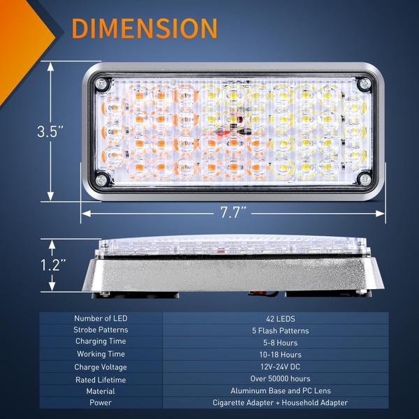 Imagem de Luzes estroboscópicas Nilight 42LED âmbar branco sem fio 12V 24V