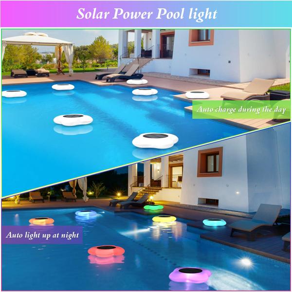 Imagem de Luzes flutuantes de piscina LED impermeável alimentado por energia solar Blibly