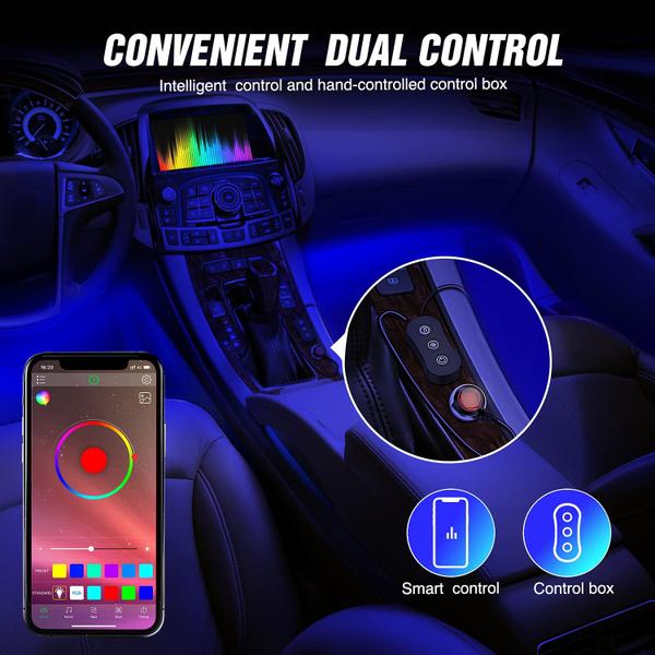 Imagem de Luzes interiores de automóveis Nilight 16 Million RGB com controle de APP