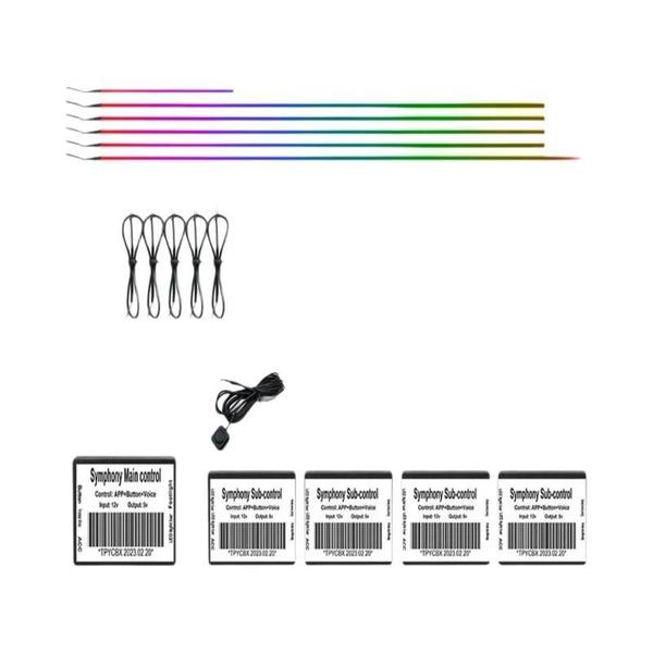 Imagem de Luzes Interiores de Carro RGB com 64 Cores - Tira de LED Universal