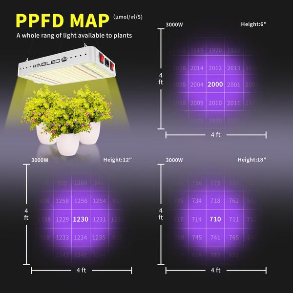 Imagem de Luzes LED para cultivo KINGPLUS KP3000 Full Spectrum 4x4 pés